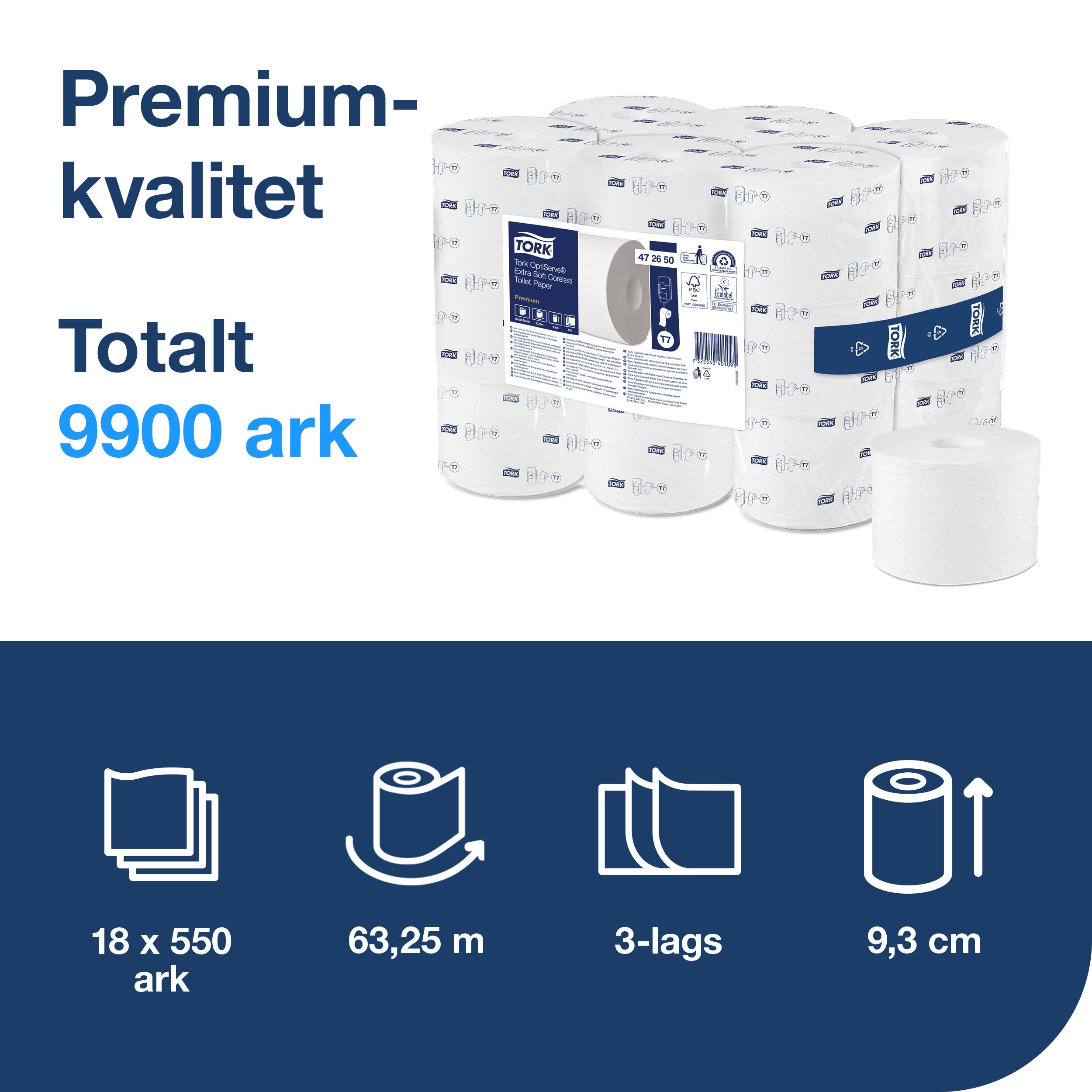 Tork T7 Optiserve 3-lags Advanced supersoft papir