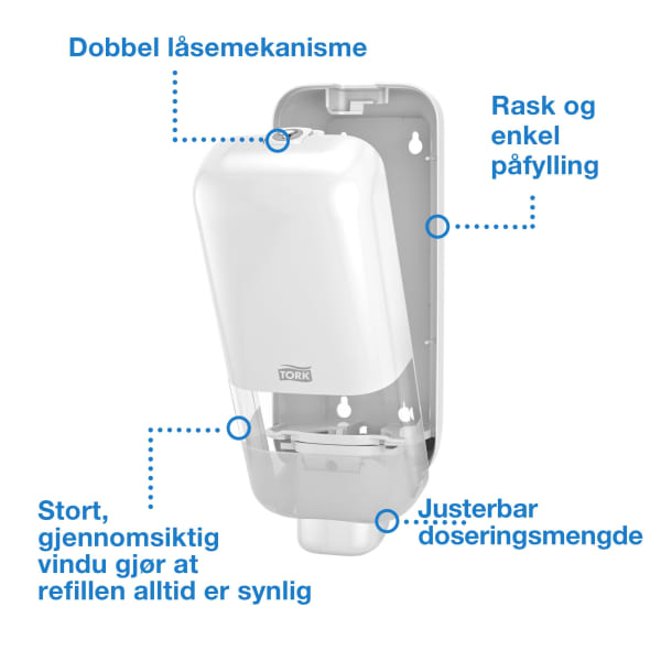 Dispenser Tork S4 hvit