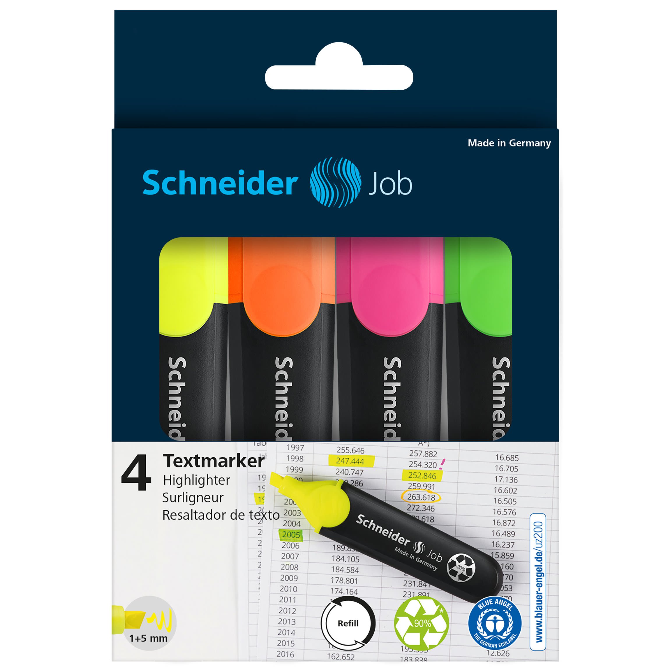 Textmarker Schneider Job 4-farger
