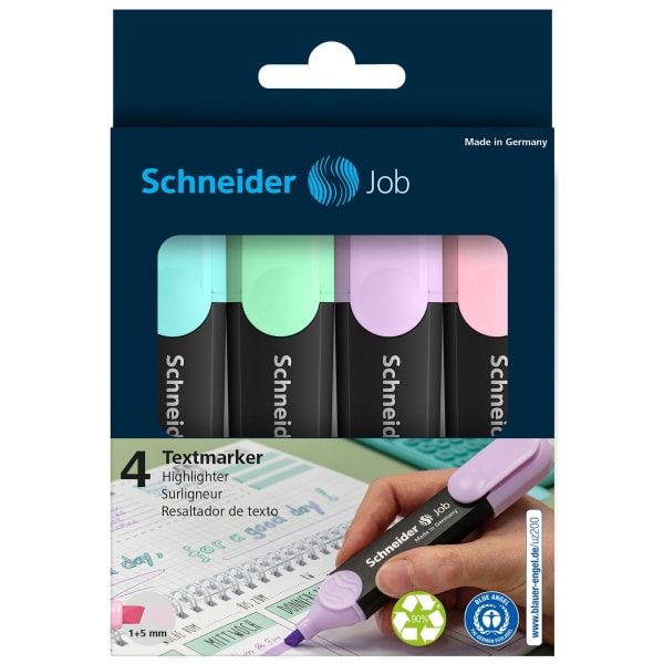 Textmarker Schneider Job pastell 4-farg