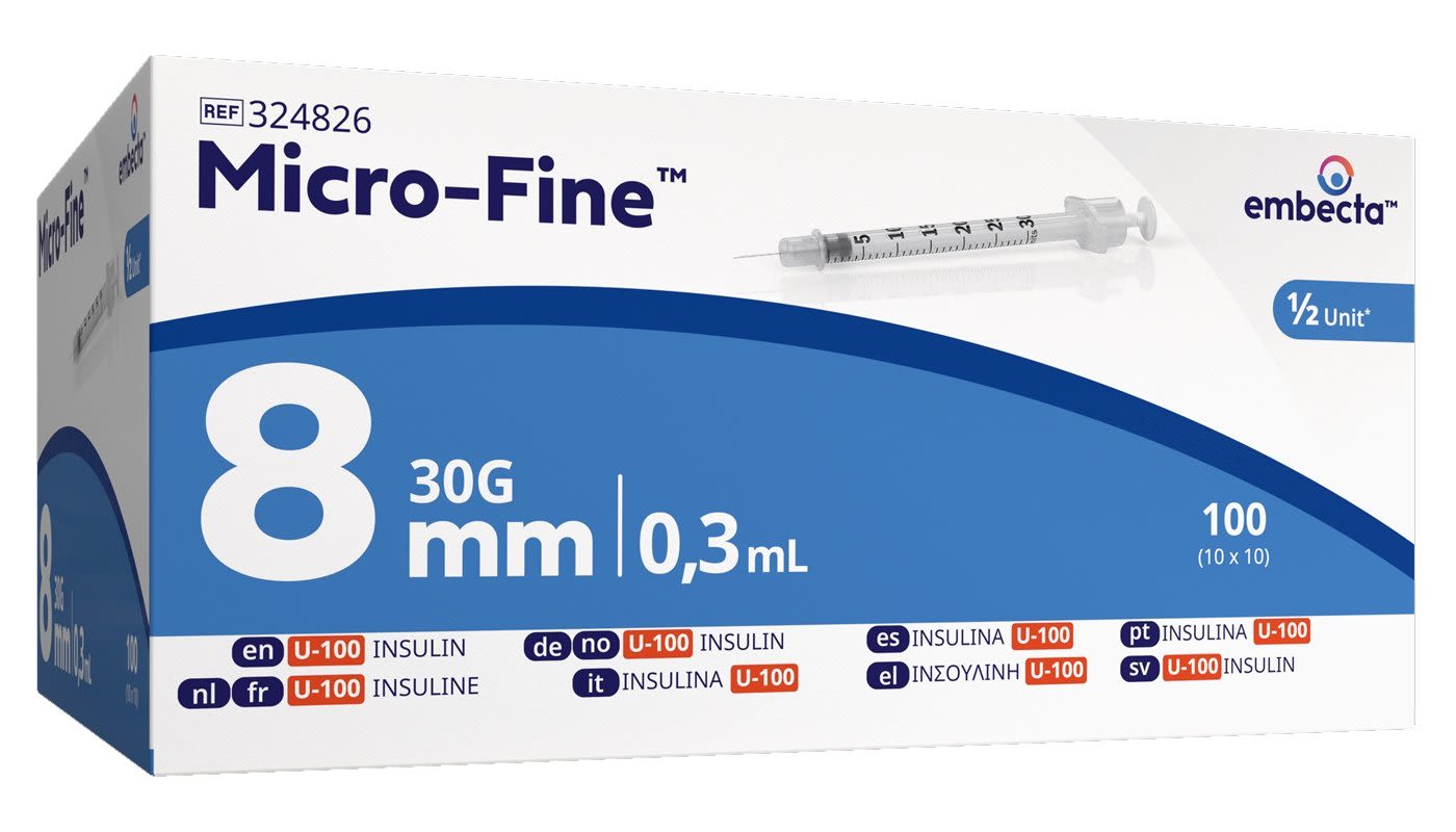 Insulinsprøyte med Nål 0.3ml x 8mm 30E