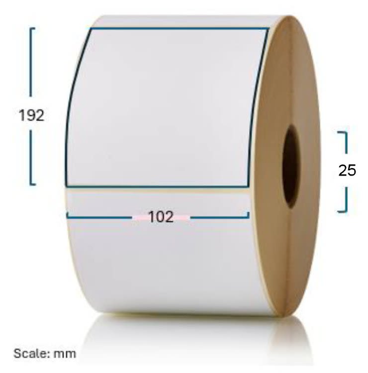 Etikett Thermo hvit 102x192mm kj.25mm