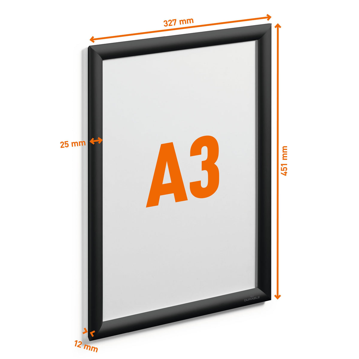 Klikkramme Durable A3 aluminimum svart