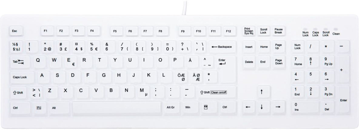 Tastatur AK Hygiene Hvit kablet