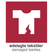 Etikett Ødelagte tekstiler 15x18cm