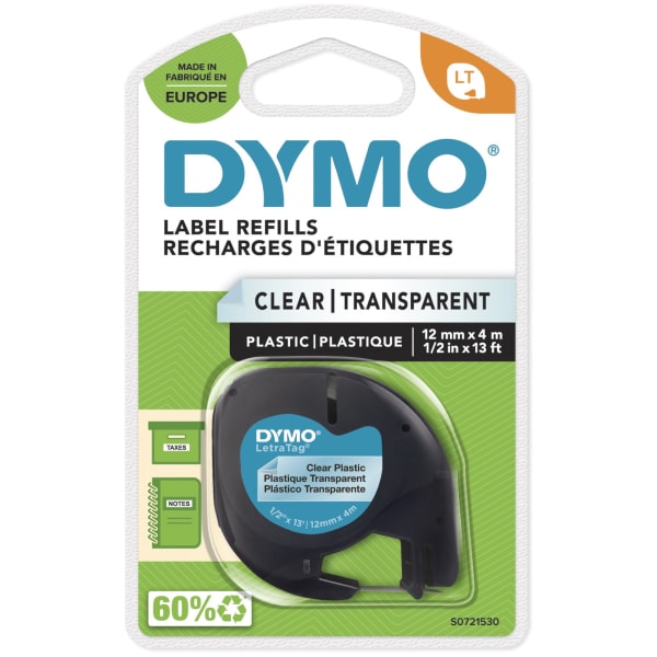 Tape DYMO LetraTag Plastic 12mmx4m klar