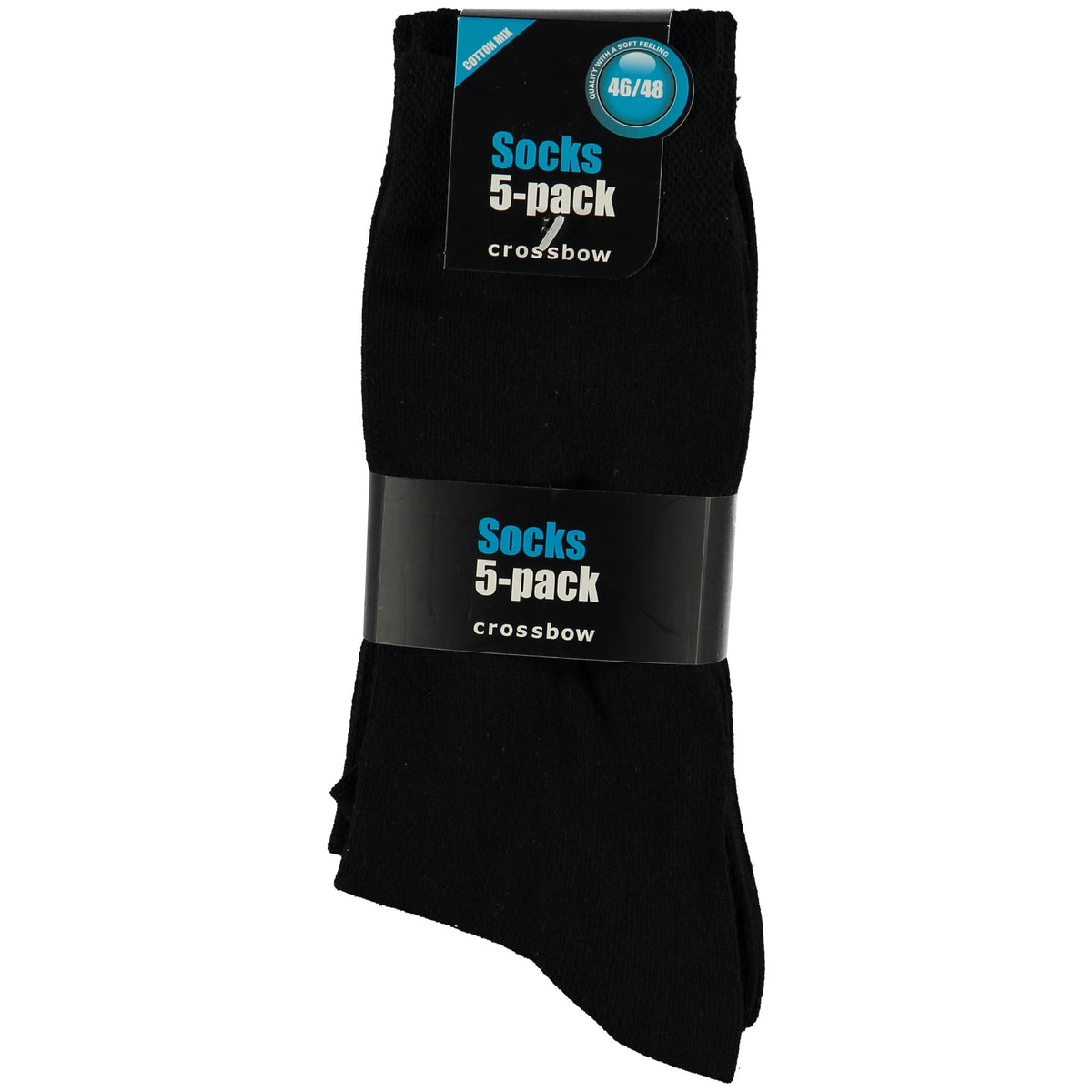Bomullsokker, Sort, 41-45, 5 par