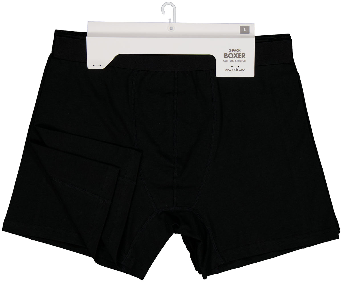 Boxer bomull Herre x3, Sort, L