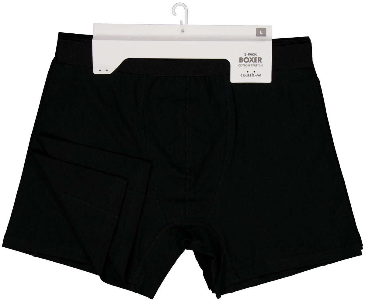 Boxer bomull Herre x3, Sort, M