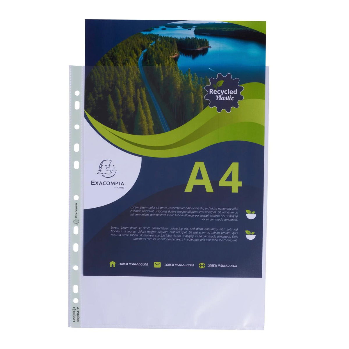 Plastlomme A4 m/topp resirk. 60my klar