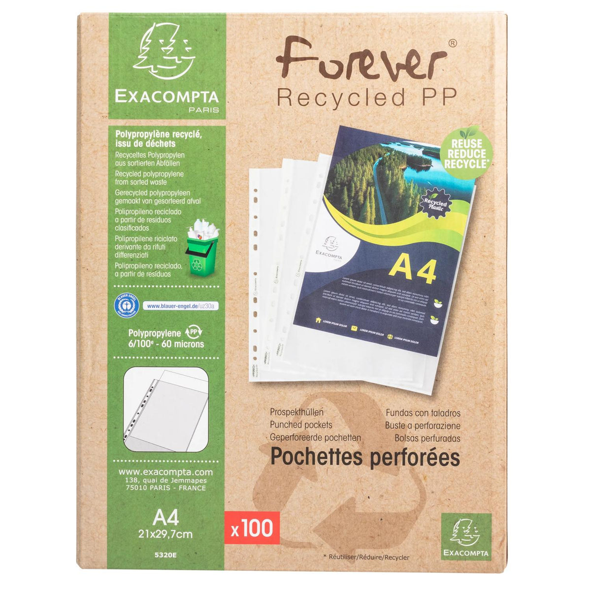 Plastlomme A4 m/topp resirk. 60my klar