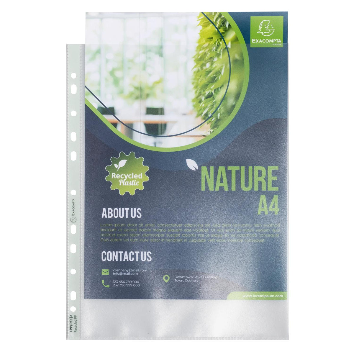Plastlomme A4 m/topp resirk. 90my klar