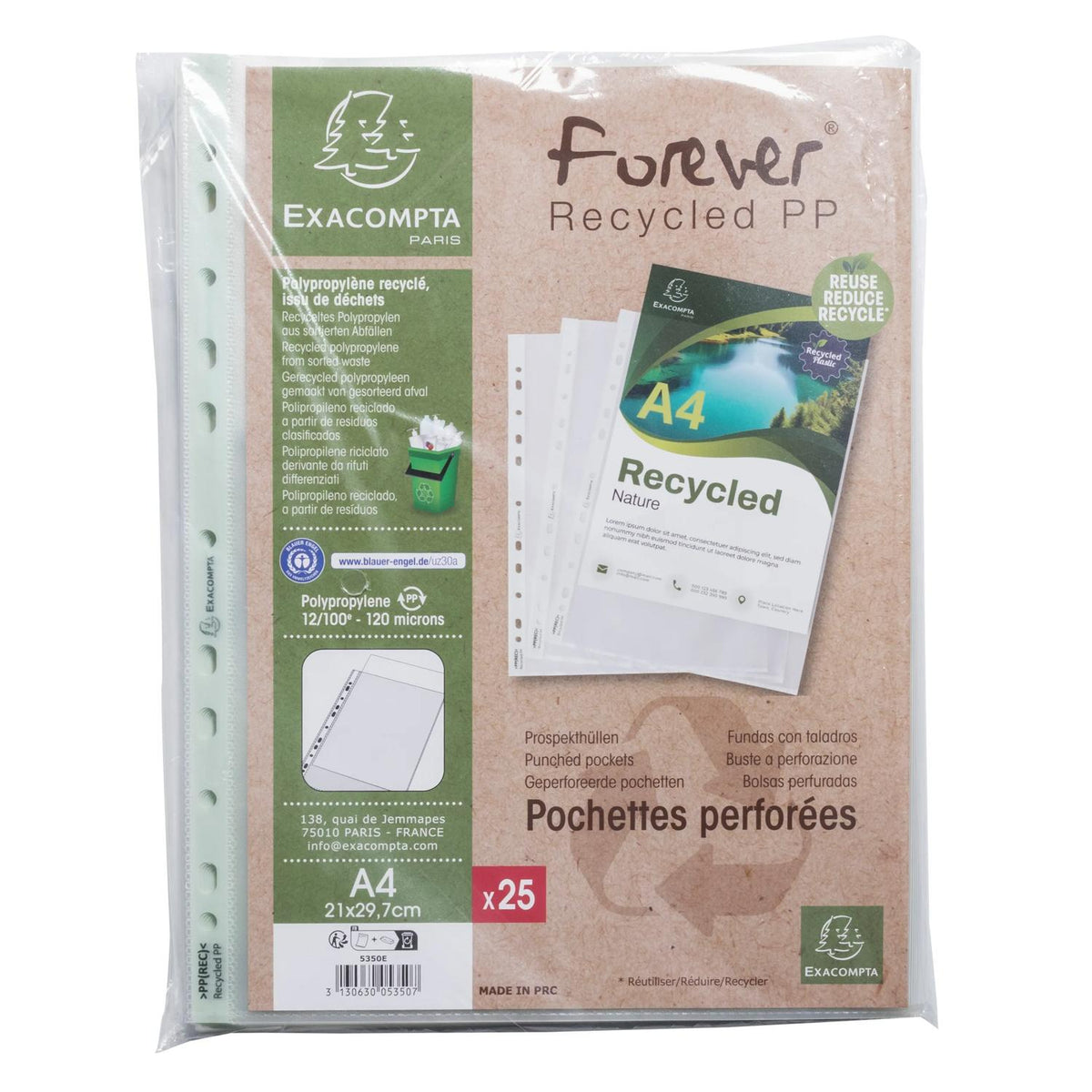 Plastlomme A4 m/topp resirk. 120my klar