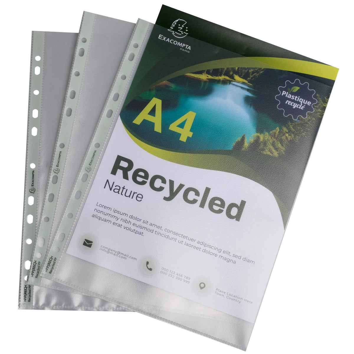 Plastlomme A4 m/topp resirk. 120my klar