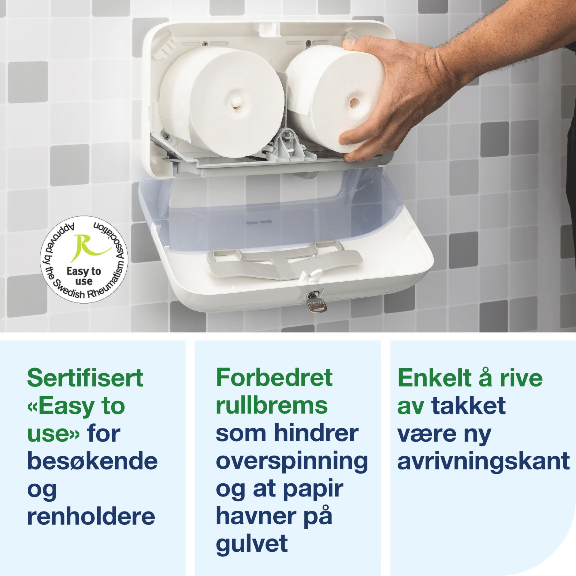 Dispenser Tork T7 toalett Twin hvit