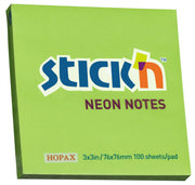 Notatblokk Stick'n 76x76 neongrønn