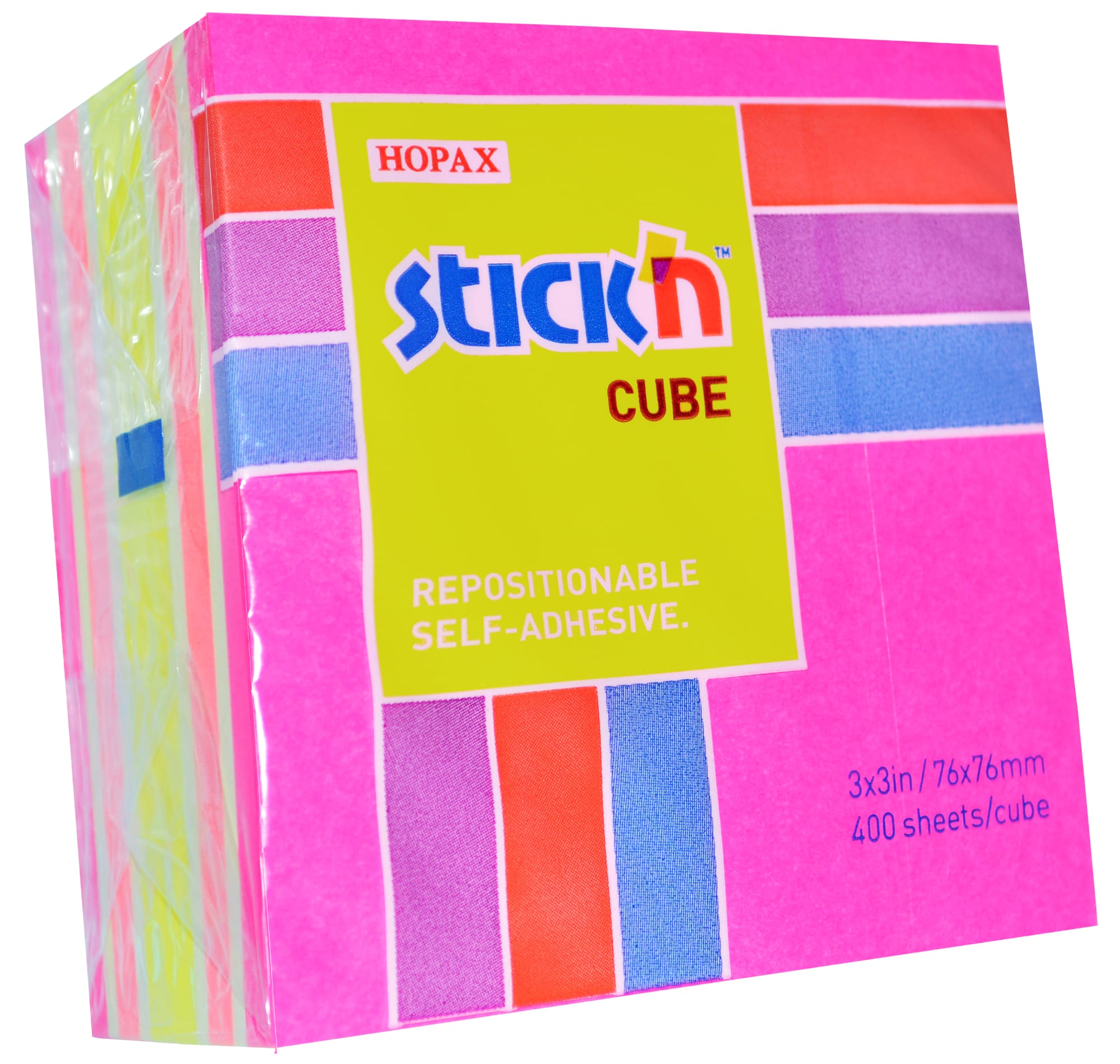 Notatblokk Stick'n kube 76x76 rosa