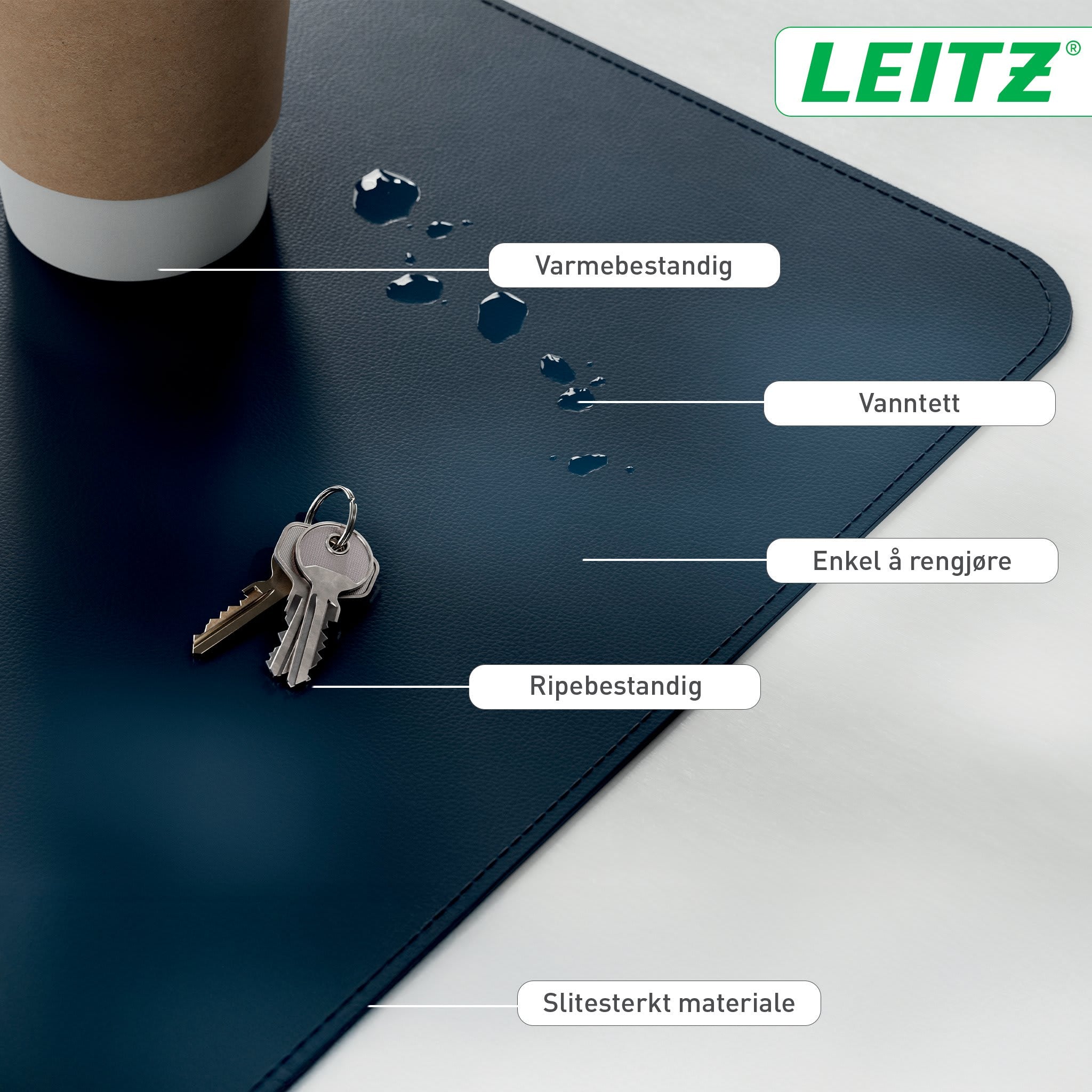 Skriveunderlag Leitz 40x80cm Mørk blå