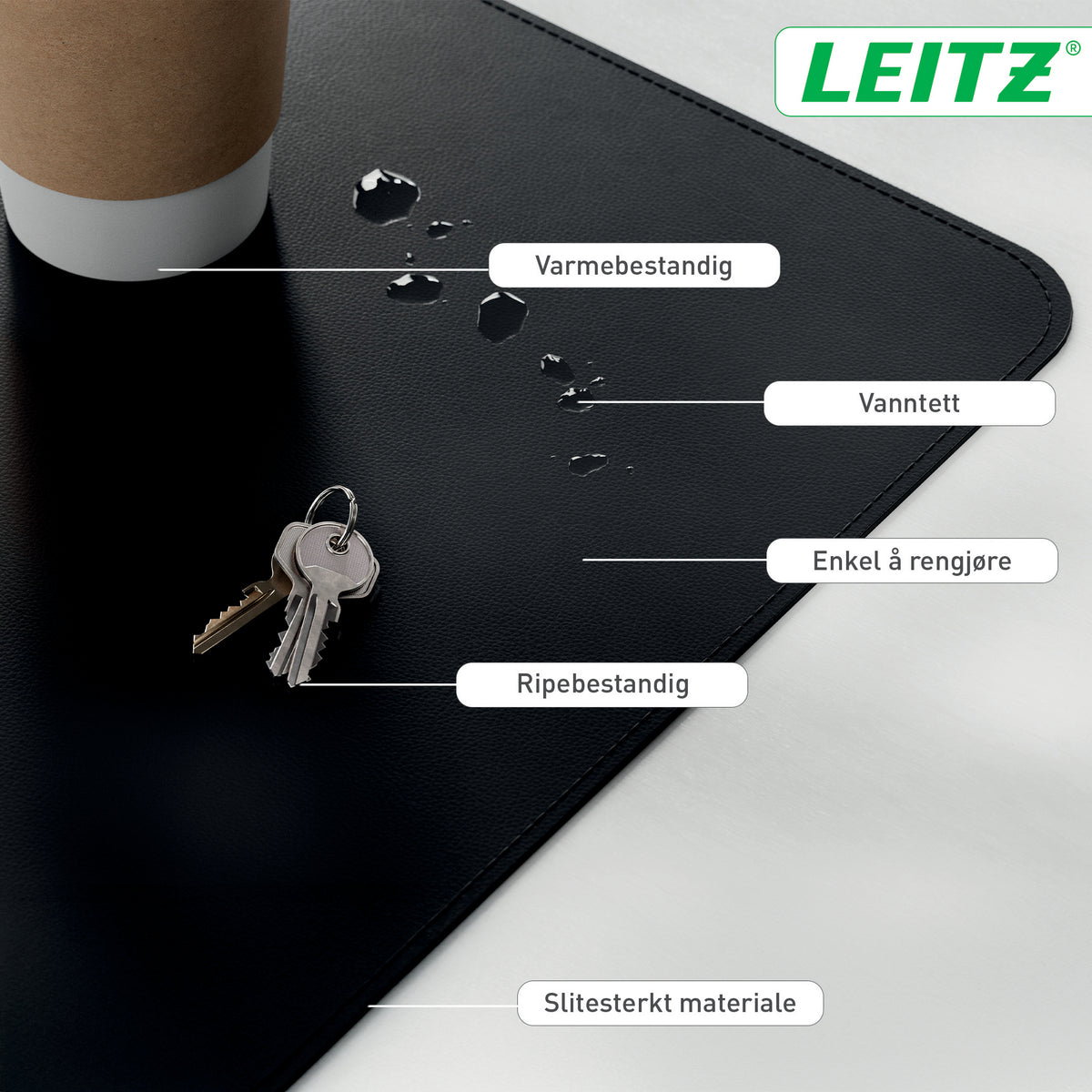 Skriveunderlag Leitz 40x80cm Sort