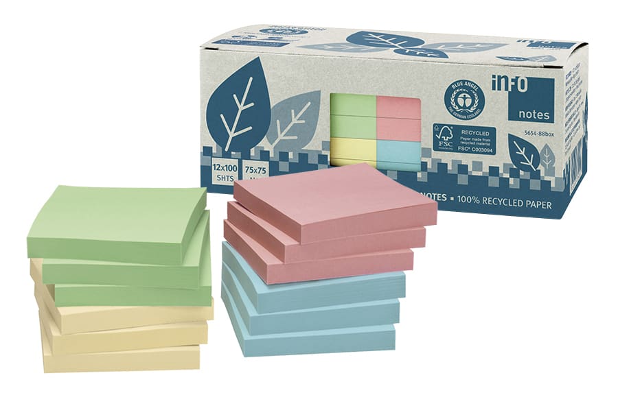 Notatblokk Resirkulert 75x75 assortert