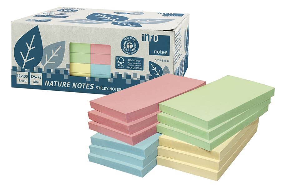 Notatblokk Resirkulert 125x75 assortert