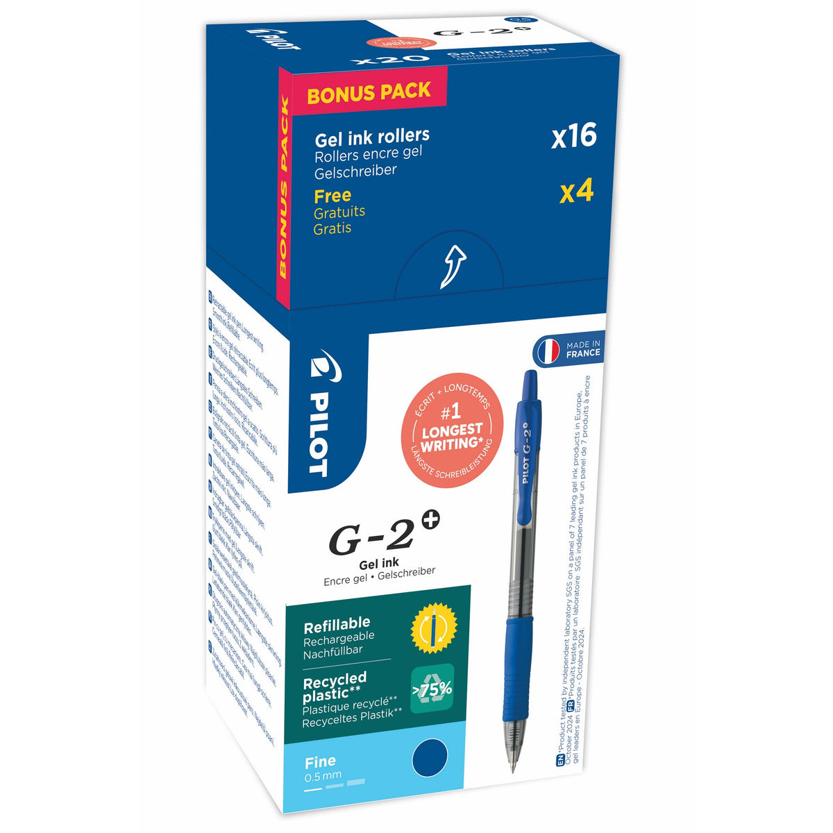 Rollerpenn Pilot G2 fine blå 20pk