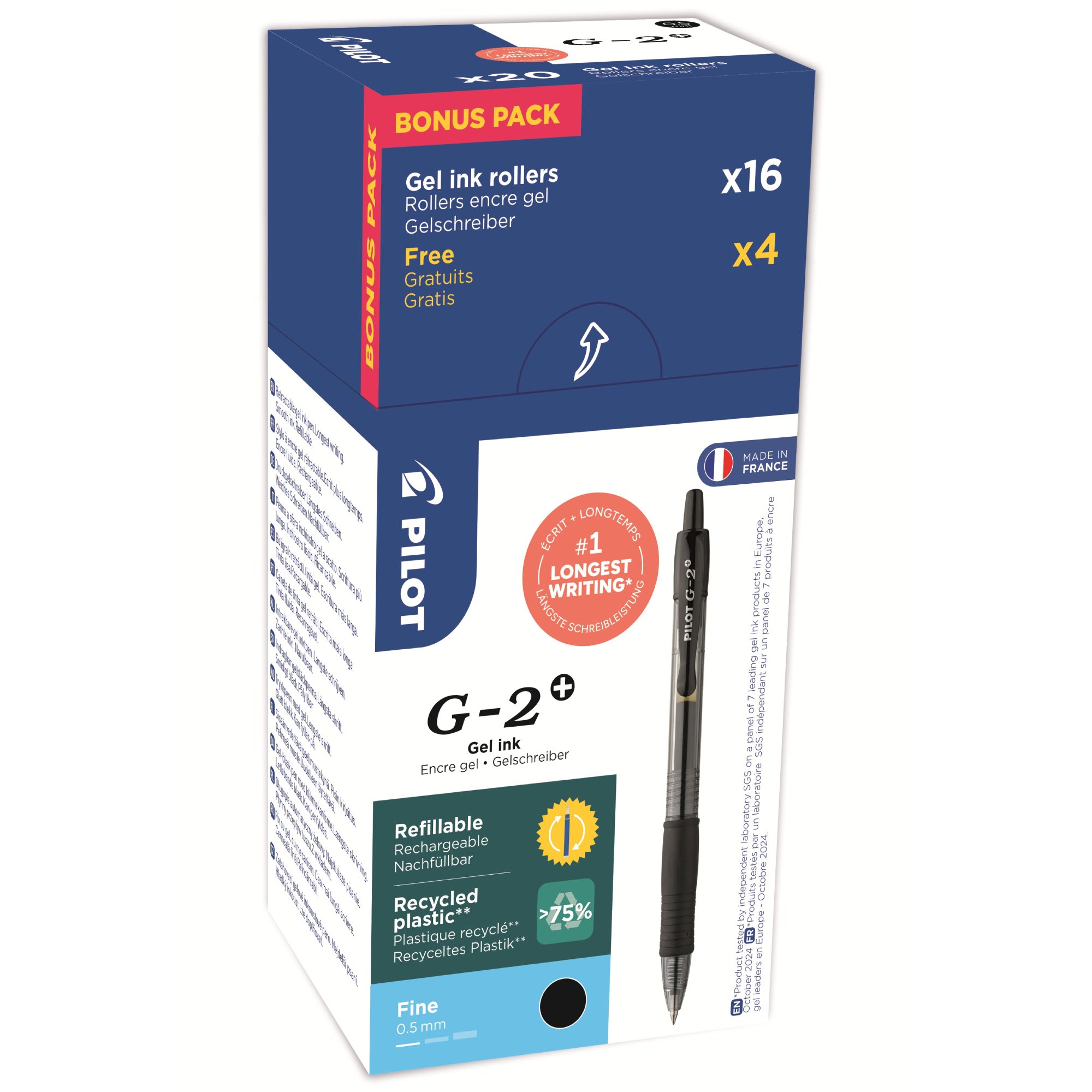 Rollerpenn Pilot G2 fine sort 20pk