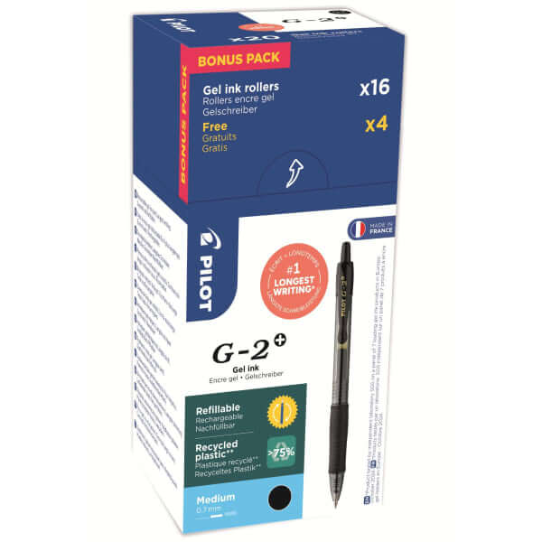 Rollerpenn Pilot G2 medium sort 20pk