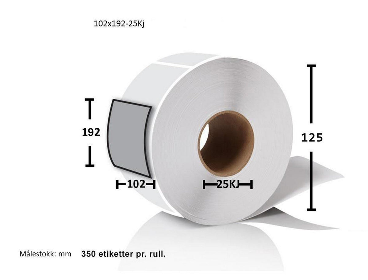 Etikett 102x192mm Postetikett B25 (350)
