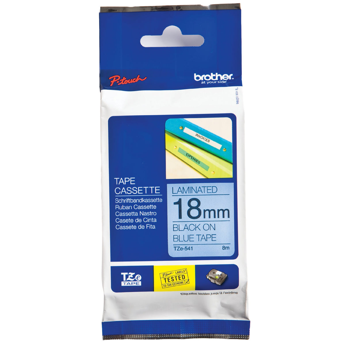 Tape Brother TZe541 18mm sort/blå