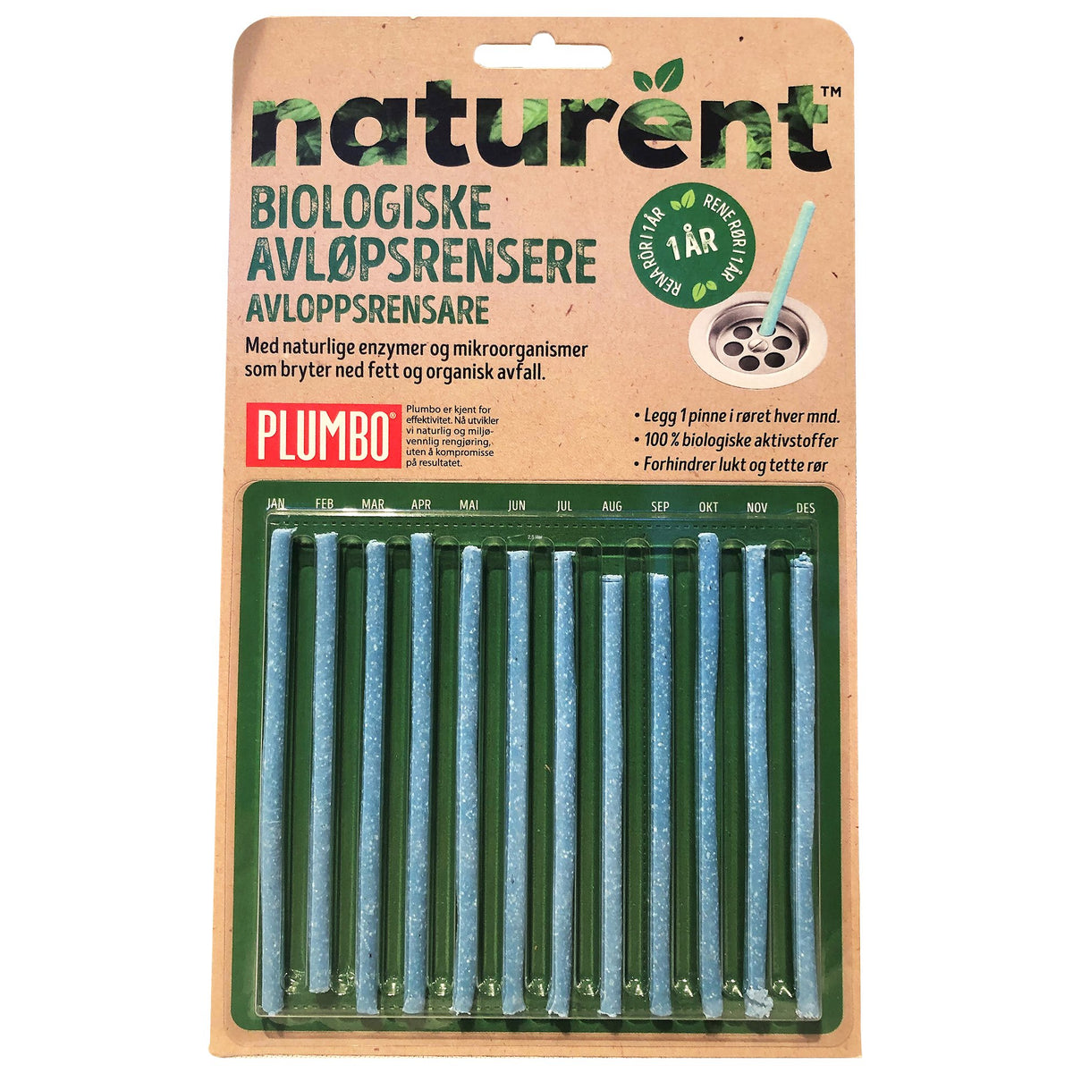 Avløpsrens Plumbo Naturent Rørpinner