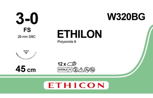 Sutur Ethilion 3-0 FS 45cm svart