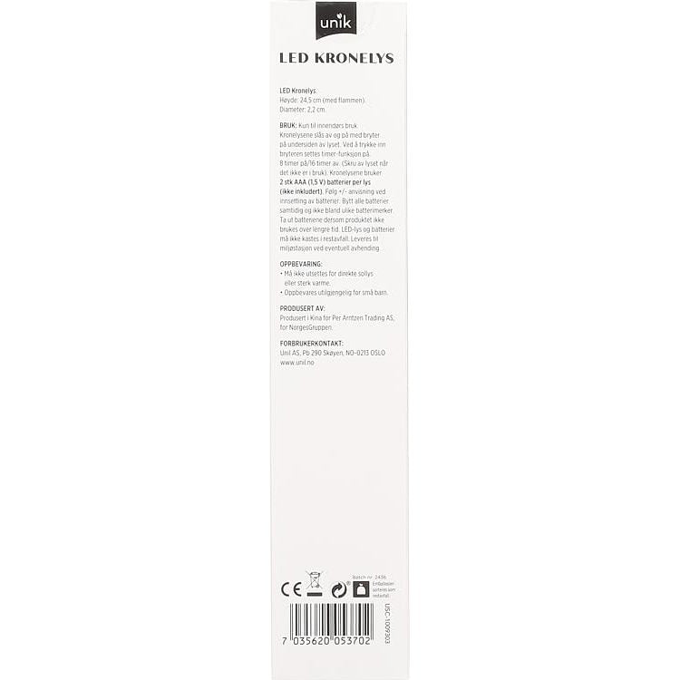 Kronelys Led m/Riller 2stk Unik