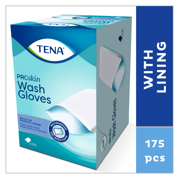 Vaskehanske m/innvendigplast TENA