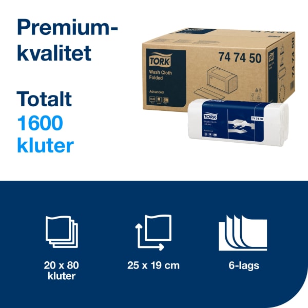 Vaskeklut engangs 6lag  19x27cm