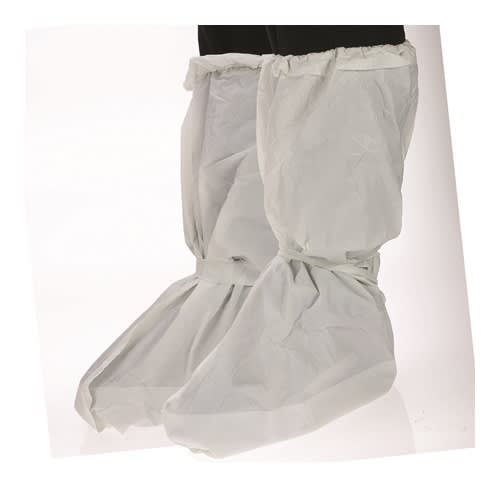 Skoovertrekk hvit plast lang m/knyting