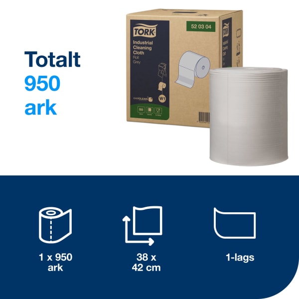 Industriklut Tork W1 rull grå