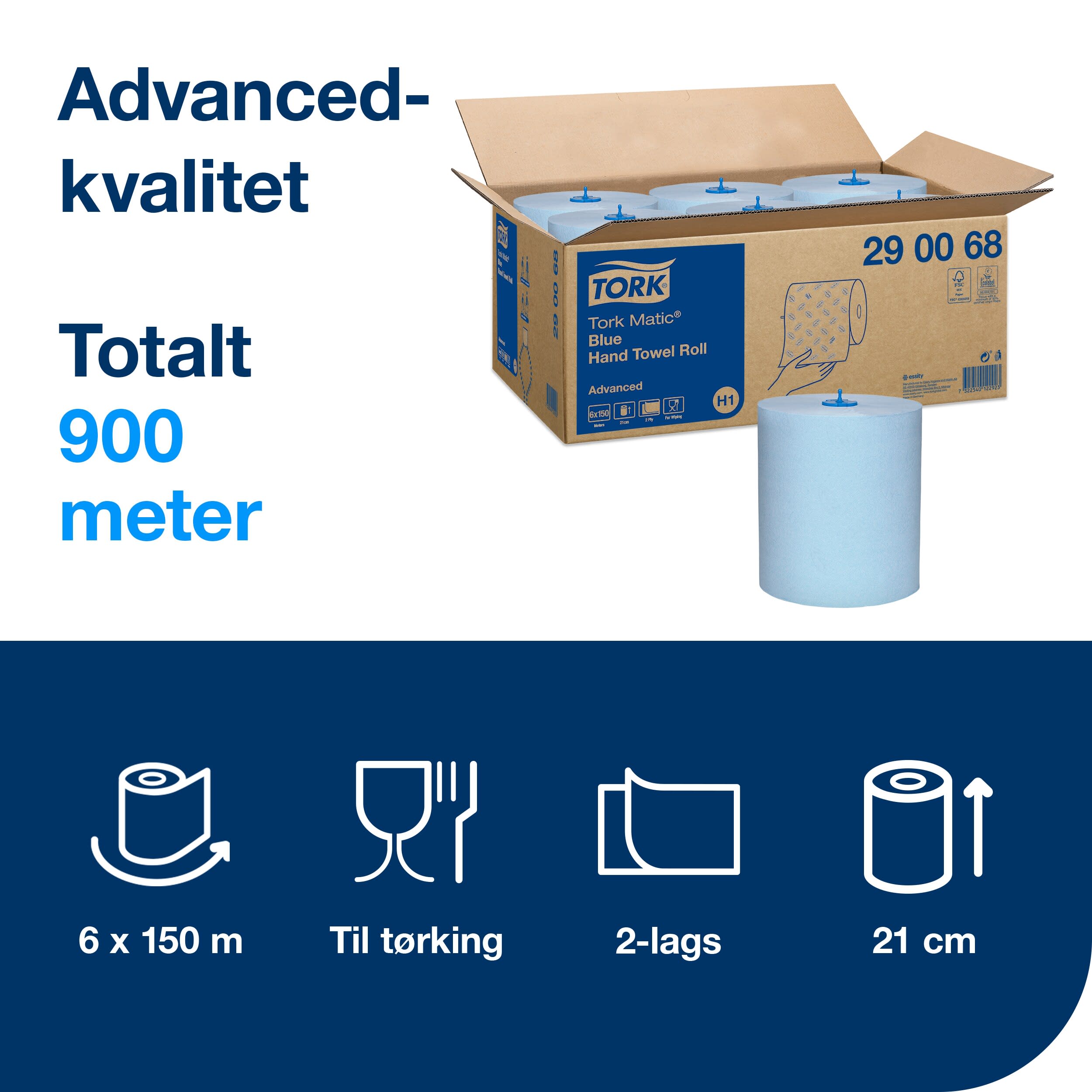 Håndtørk H1 Matic Advanced Soft blå 2l