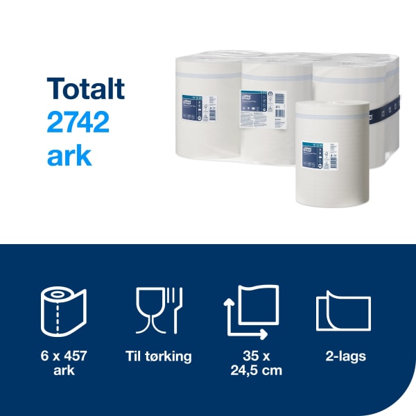 Tørkerull Tork M2 Plus hvit 160m 2l