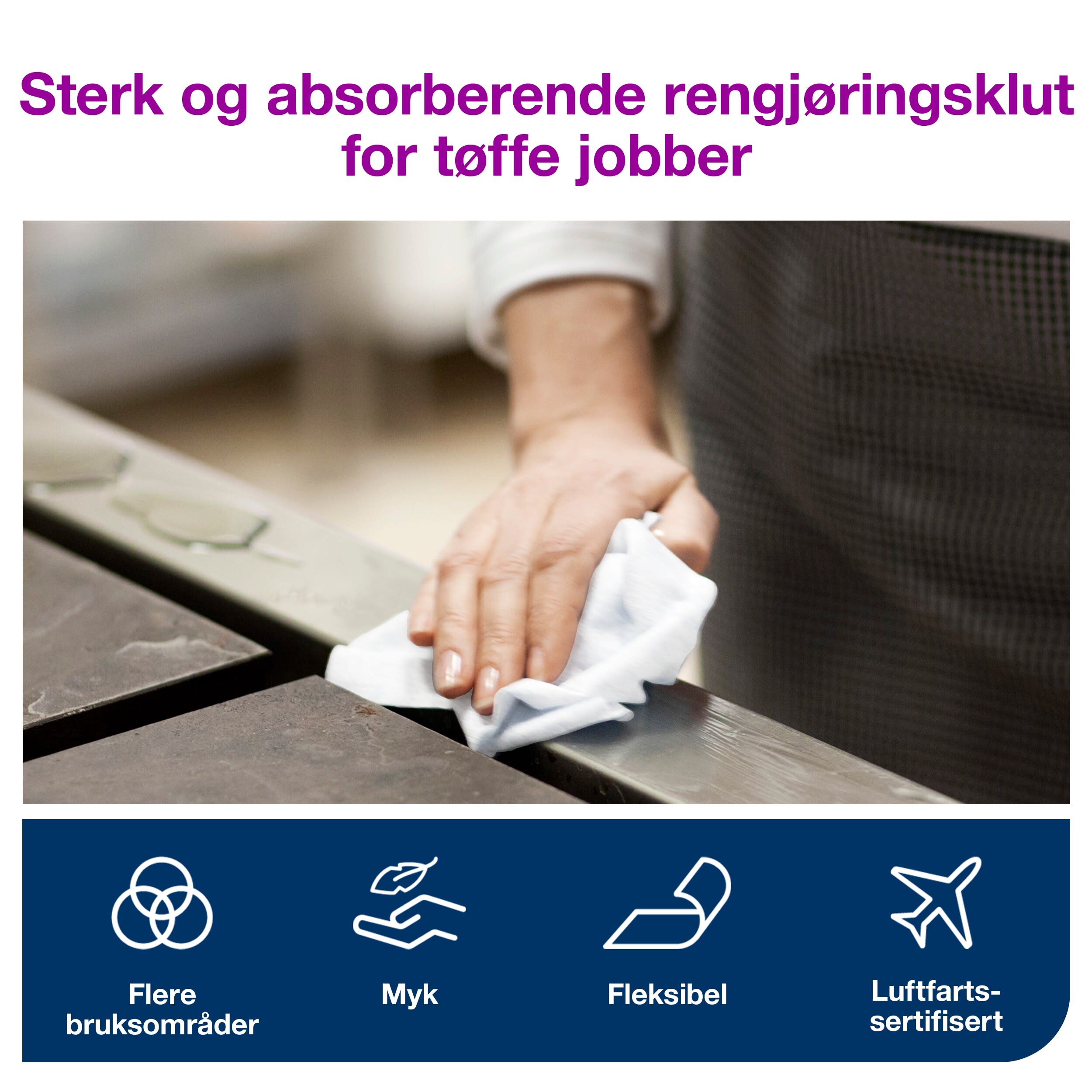 Rengjøringsklut Tork W1-2-3 hvit