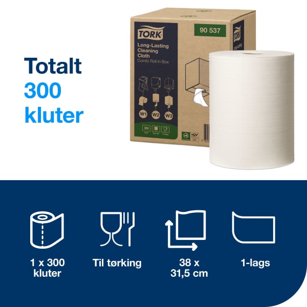 Allbruksklut Tork W1-2-3 hvit 114m