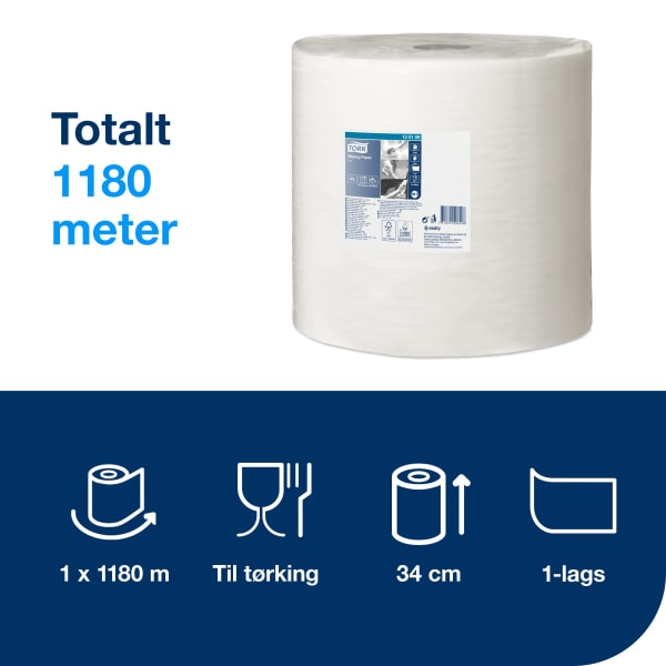 Tørkerull Tork W1 Standard hvit 1180m