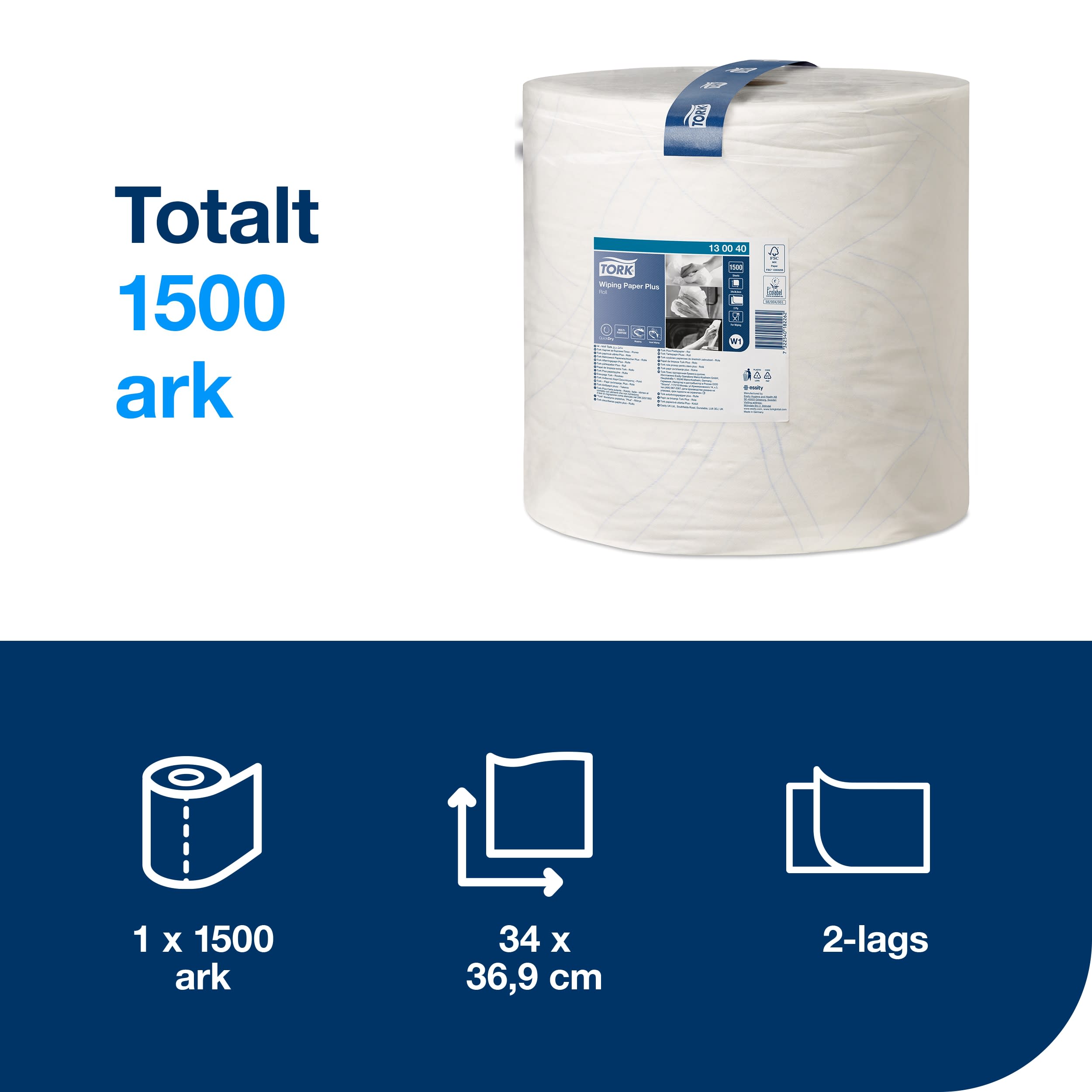 Tørkerull Tork W1 Plus 510m 2l