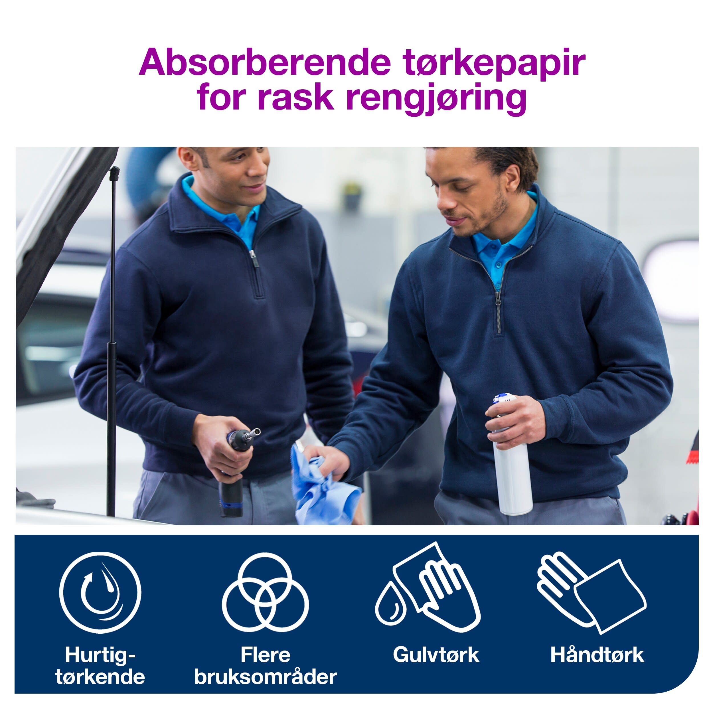 Tørkerull Tork W1-2 Plus blå 255m 2l