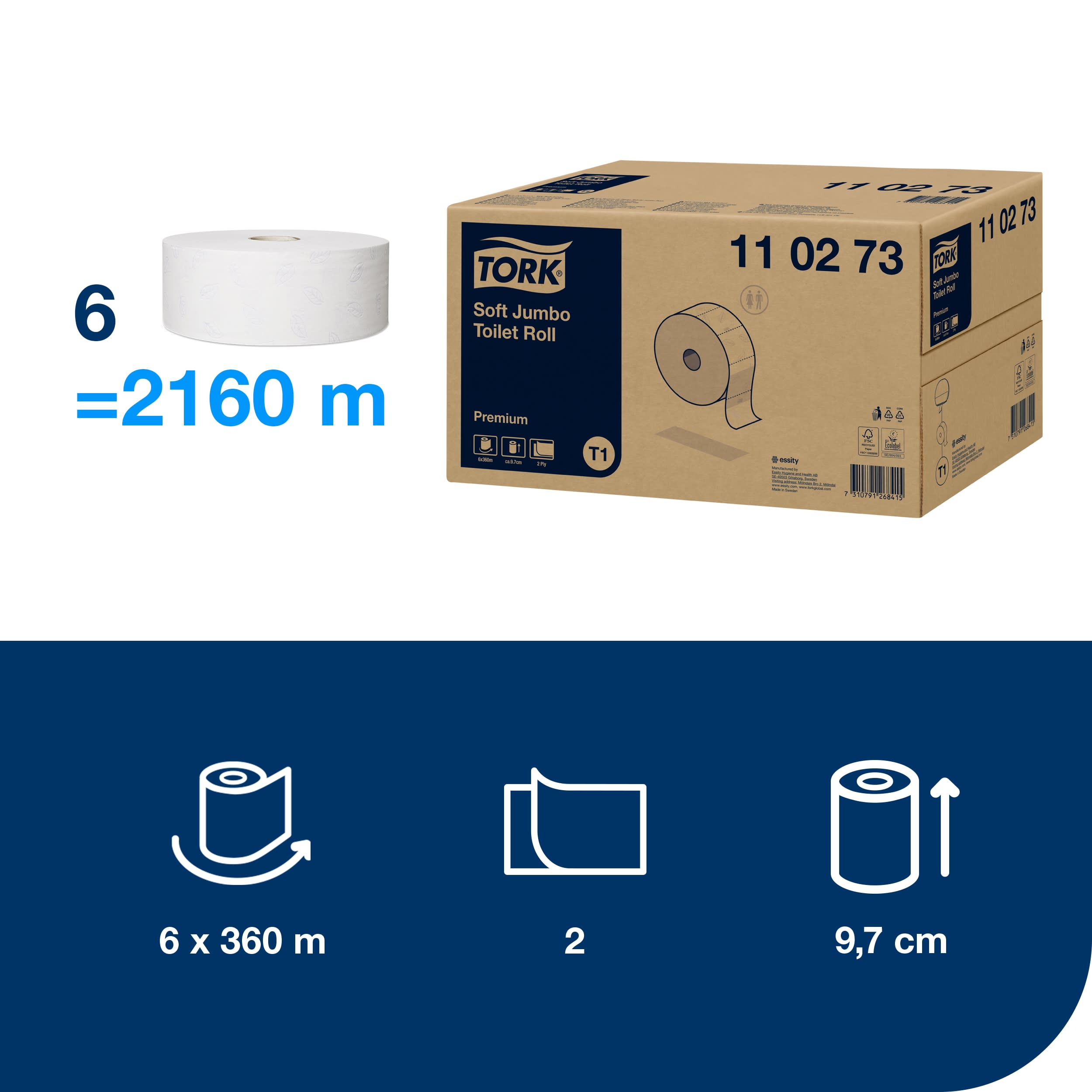 Toalettrull Tork T1 Jumbo Premium Soft 2