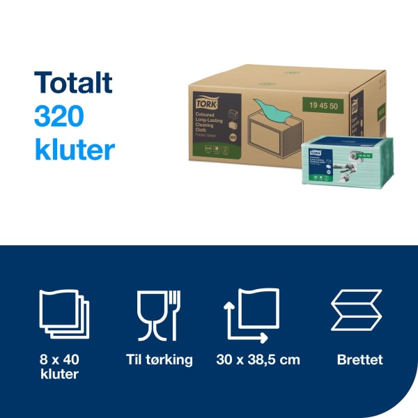 Fargekodet klut Tork W8 Premium grønn