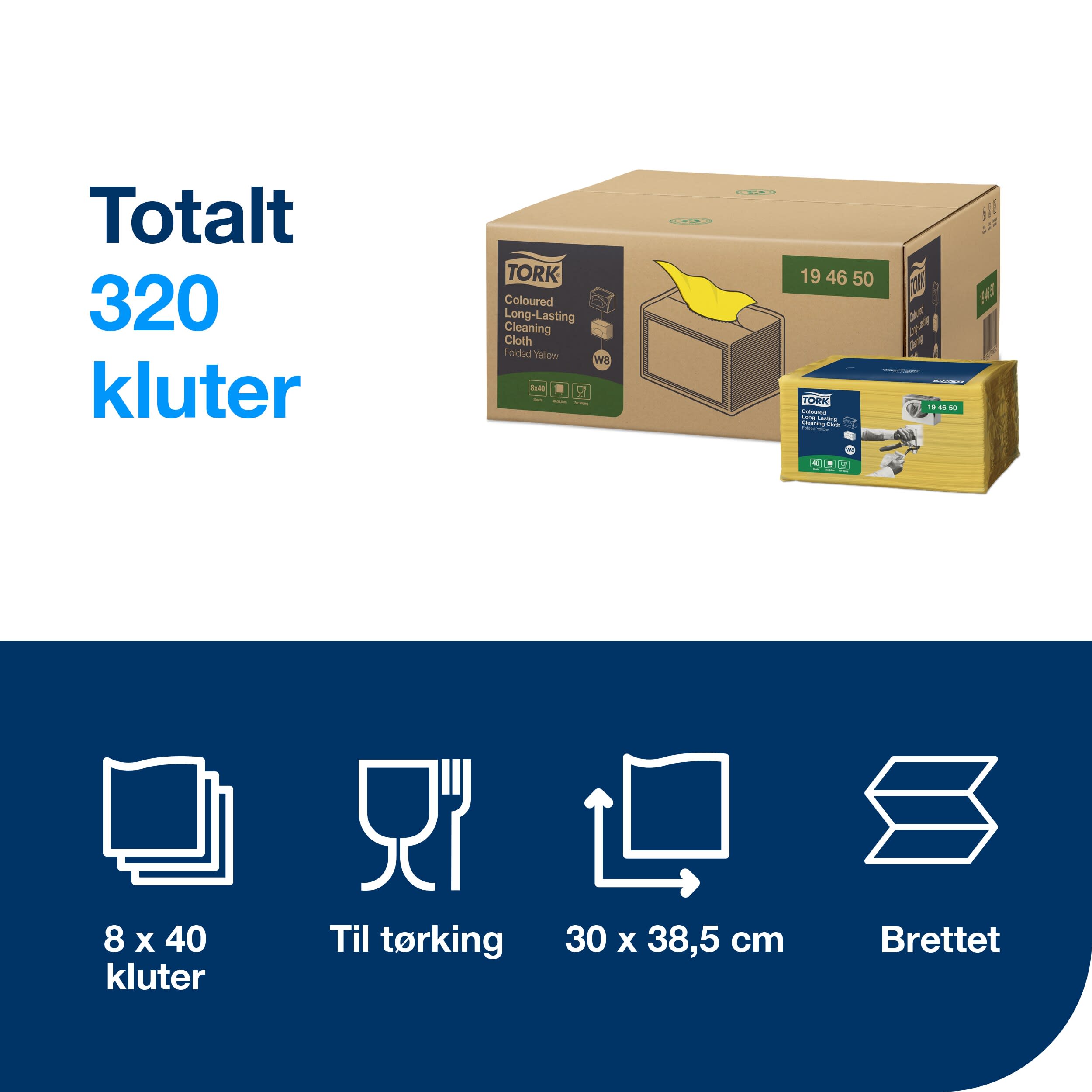 Fargekodet klut Tork W8 Premium gul