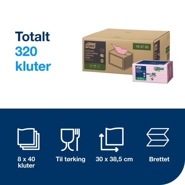 Fargekodet klut Tork W8 Premium rød