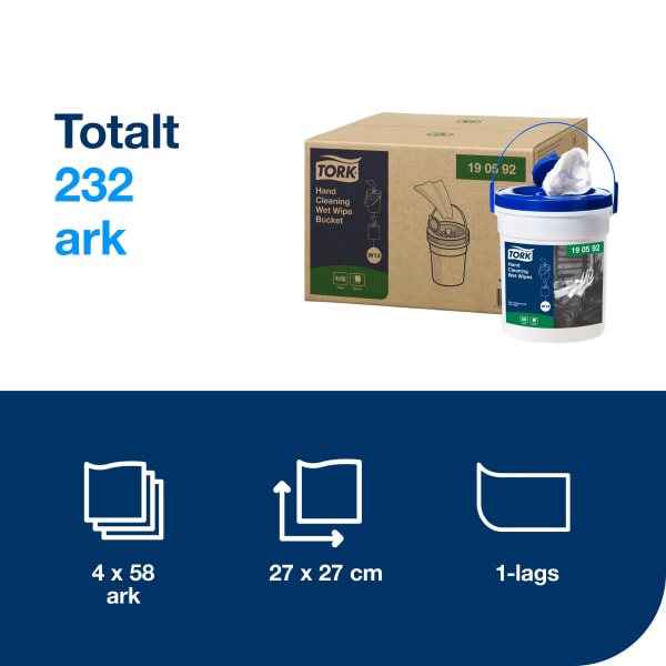 Våtservietter Tork W10 håndrengjøring