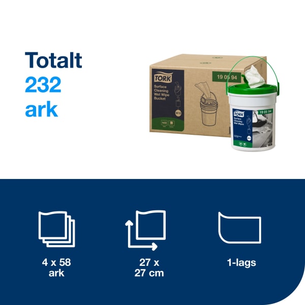 Våtservietter Tork W10 overflate